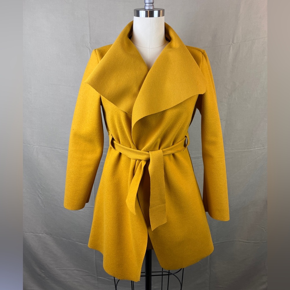 Italian-Made Mustard Yellow Light Wrap Trench Coat Jacket Size Small or Medium